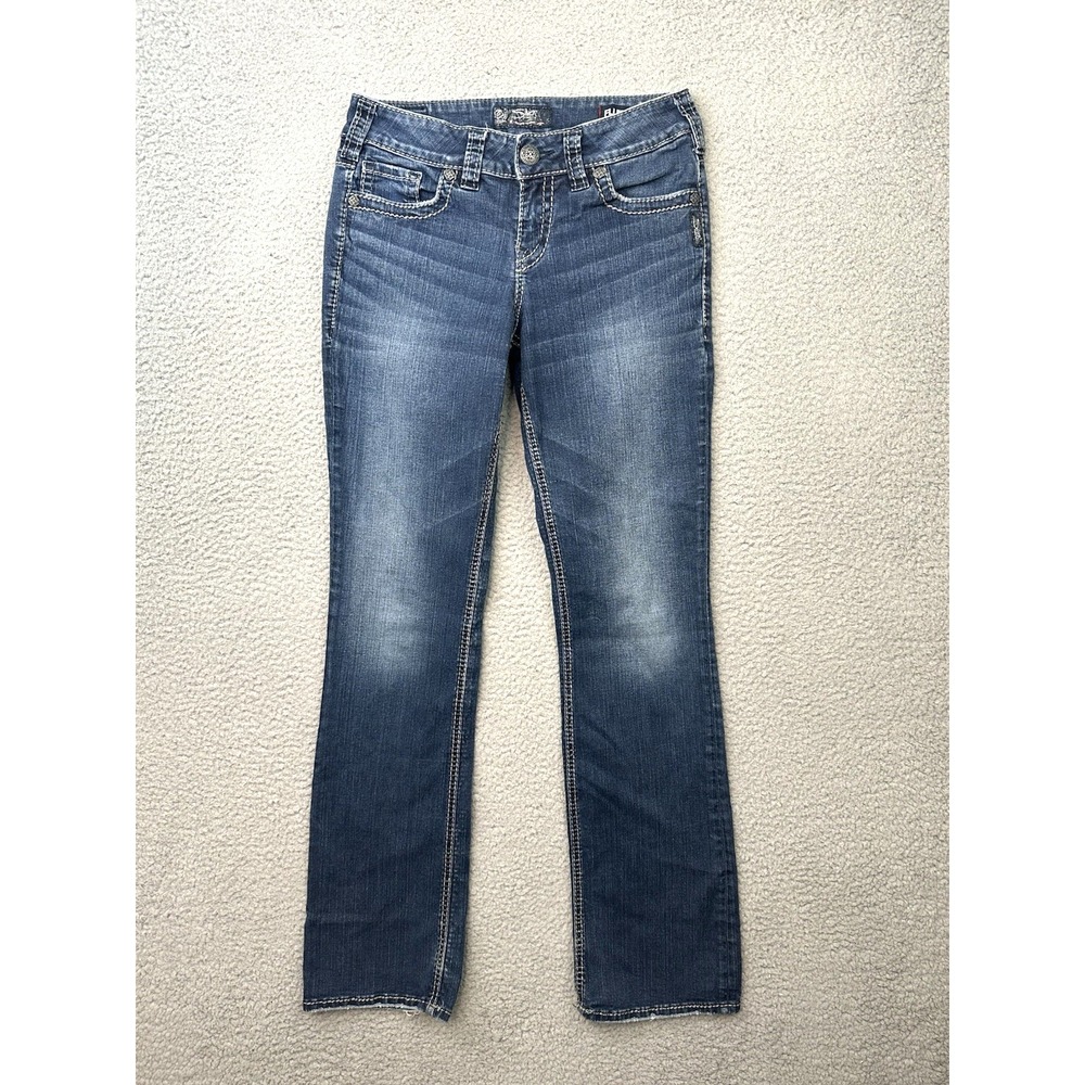 Silver Jeans Co. Suki Mid Slim Boot Jeans Women 28x33 (32) Dark Wash Fluid Denim